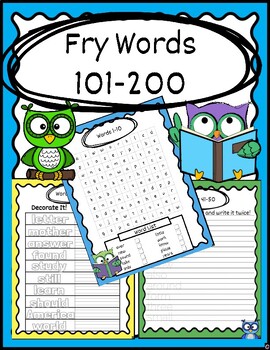 Fry Sight Words Activity Pack: Words 101-200 by Organized Chaotic ...