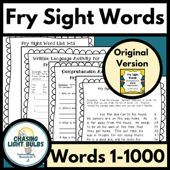 Preview of Fry Sight Words Assessment and Intervention BUNDLE !!! :  Words 1-1000