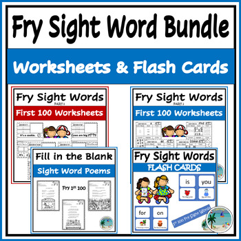 Preview of Back to School | Fry's First 100 Sight Words Bundle | ELA | Worksheets | Kinder