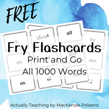 Preview of Fry Sight Words | Editable Flash Cards, All 1000 Words