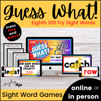 Preview of Fry Sight Words Eighth 100 Digital Game for High Frequency Word Fluency