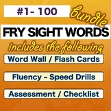 Fry Sight Words – FIRST 100 – Numbered 1-100   * BUNDLE * NO PREP