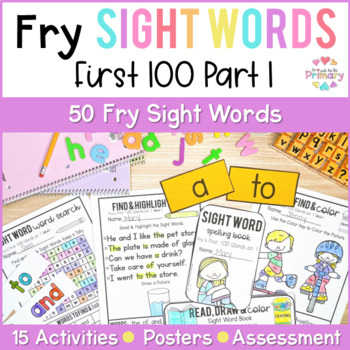 Preview of Fry First 100 Sight Words Practice Pt 1 Activities, Games & Color by Sight Word