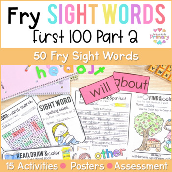 Preview of Fry Sight Word 1st 100 List Activities, Coloring Sheets, Assessment, Flashcards