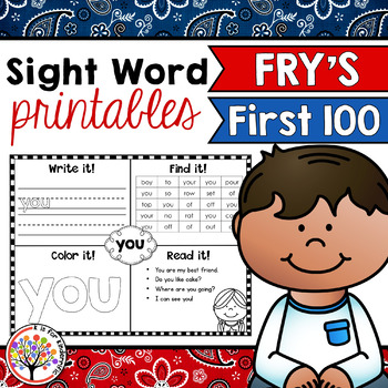 Preview of Fry Sight Words : First 100 Printables