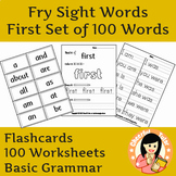 Fry Sight Words First Set of 100 Most Frequent Words -Flas