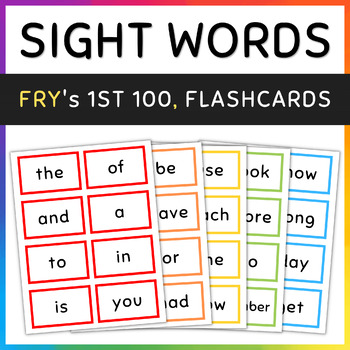 Fry Sight Words Flash Cards, 1st 100, SET 1 by TeacherYouWant | TPT