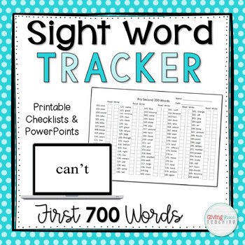 Preview of Sight Words Checklists and PowerPoints for the 1st 700 words