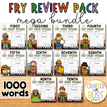 Preview of Fry Sight Words Review Pack MEGA Bundle | Literacy Center Valued at $49