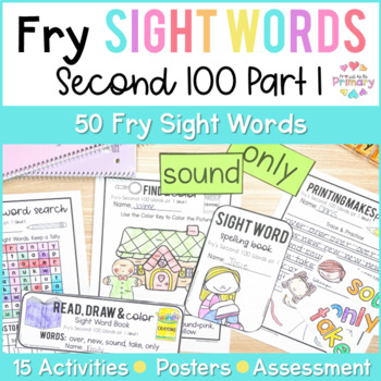 Preview of 2nd Grade Fry Sight Word List Coloring Sheets, Word Search, Centers, Assessment