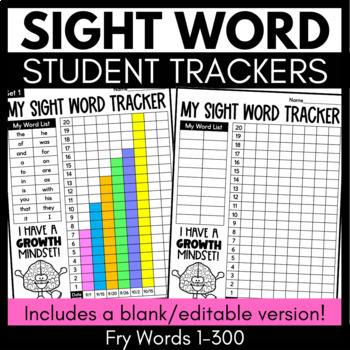 Preview of Fry Sight Word Tracker Student Data Sheet Fry Sight Word List 1 - 300