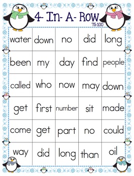 Fry Sight Words- Winter Themed 4-In-A-Row Game Boards by Make Take Teach