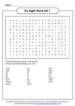 Fry Sight Words Word Search Jumbo Packet Bundle - All 1,000 Words!