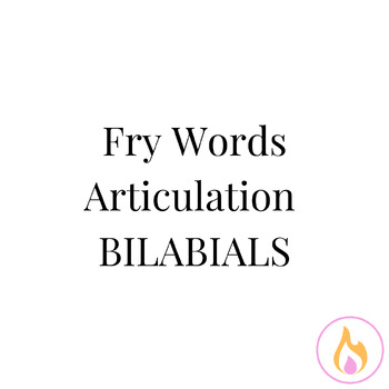 Preview of Fry Word Articulation Cards- BILABIALS