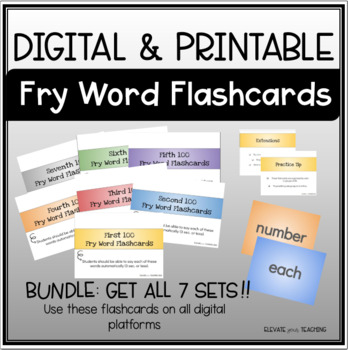 Preview of Fry Word DIGITAL & PRINTABLE Flashcard Bundle