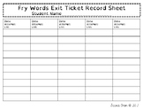 Fry Word Exit Tickets Lists 1-5