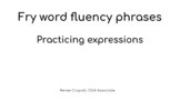 Fry Word Fluency- Expression Activity