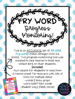 Preview of Fry Sight Word Progress Monitoring- All 1000 Fry Words BUNDLE