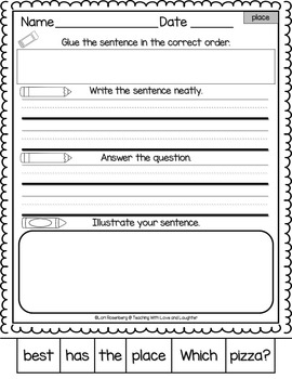 Sentence Puzzle Freebie {Fry Word Edition} by Teaching With Love and ...