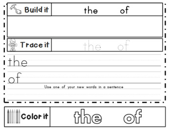 Fry Word Work Set 1 ~ Words 1-100 by Charming Corner's Collection