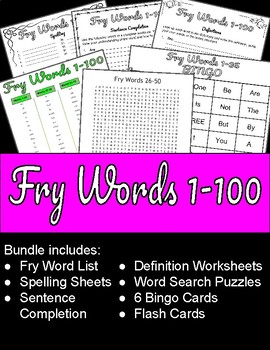 Preview of Fry Sight Words #1-100 Worksheets and Games