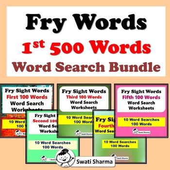 Preview of Fry Words, 1st 500 Words, Word Search Bundle