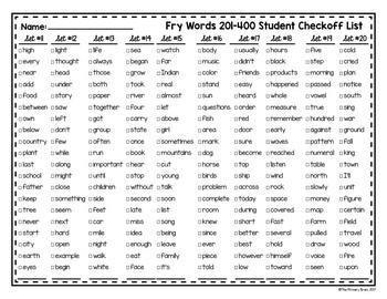 Fry Words 1 400 Sight Word Bookmarks Distance Learning Tpt