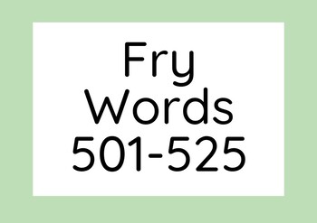 Preview of Fry Words Lists 21-40 (Words 501-1,000)