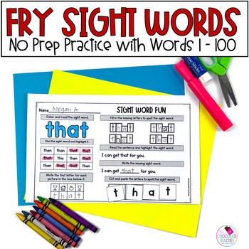 Preview of Sight Word Practice - Fry Words 1-100 - No Prep Worksheets