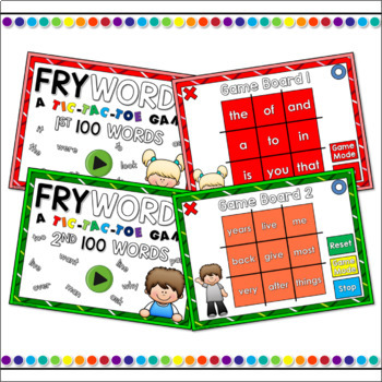 Fry Words Tic-Tac-Toe Set - 1st 500 Words Bundle Distance Learning