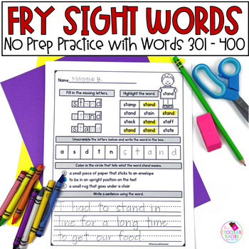 Preview of Sight Word Practice - Fry Words 301-400 - No Prep Worksheets