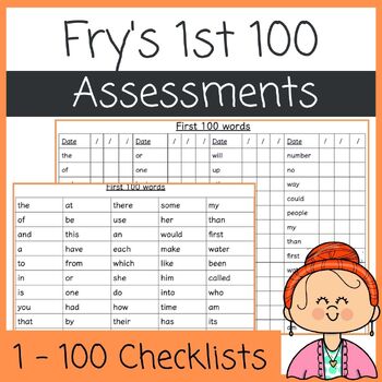 Preview of Fry's 1st 100 Sight Words Assessment Checklists (1-100) - Now Editable!