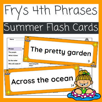 Preview of Fry's 4th Sight Word Phrases- 92 Ready to Print Summer Themed Flash Cards