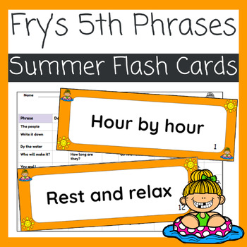 Preview of Fry's 5th Sight Word Phrases- 100 Ready to Print Summer Themed Flash Cards
