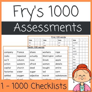 Preview of Fry's Complete Sight Word Assessments Checklists (Fry Words 1 - 1000) - Editable