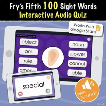 Preview of Fry's Fifth 100 Sight Words | Interactive Audio Quiz, Flash Cards and More!
