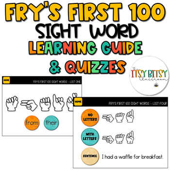 Preview of Sight Word Learning Guide & Quizzes - 100 sight words - Distance Learning