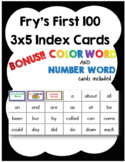 Fry's First 100 Flash Cards: 3x5 printable direct to index cards