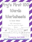 Fry's First 100 Sight Word Sheets in Zaner Bloser