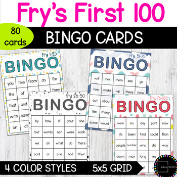 Fry's First 100 Sight Words Bingo Cards Game by EduCreators | TPT