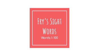 Preview of Fry's First 100 Sight Words, Early Childhood Progress Monitoring, Virtual Slides