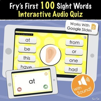 Preview of Fry's First 100 Sight Words | Interactive Audio Quiz, Flash Cards and More!