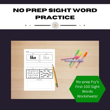 Preview of Fry's First 100 Sight Words Worksheets