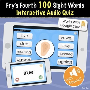 Preview of Fry's Fourth 100 Sight Words | Interactive Audio Quiz, Flash Cards and More!