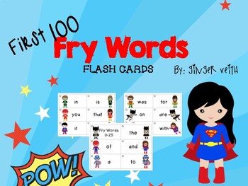 Preview of Fry's Frist 100 Sight Words - Superhero Theme