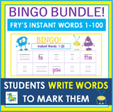 Fry's Instant Words 1-100 BINGO Read & Write Game BUNDLE