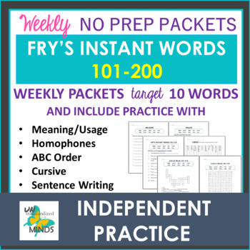 Preview of Fry's Instant Words 101-200 - Spell & Read - Daily Independent Practice Packets