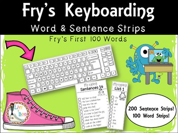 Preview of Fry's Keyboarding - Sight Words & Sentence Strips - Fry's first 100 words