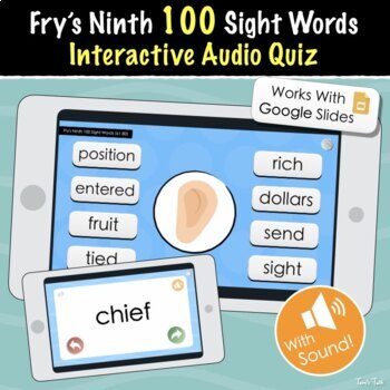 Preview of Fry's Ninth 100 Sight Words | Interactive Audio Quiz, Flash Cards and More!