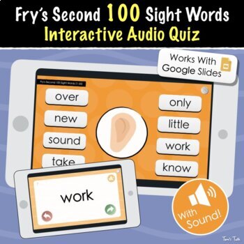 Preview of Fry's Second 100 Sight Words | Interactive Audio Quiz, Flash Cards and More!